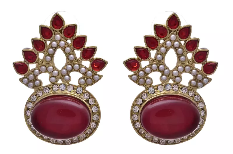 Red gold plated diamond earrings