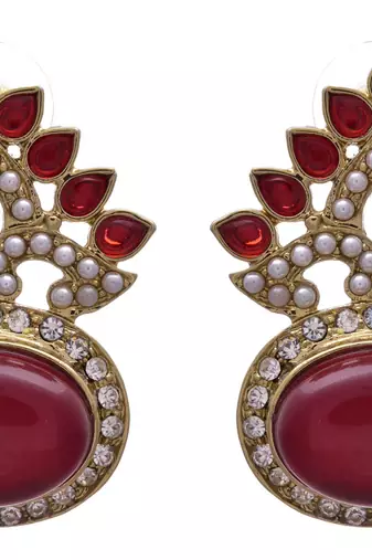 Red gold plated diamond earrings