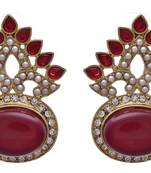 Red gold plated diamond earrings