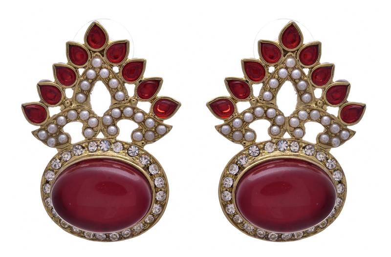 Red gold plated diamond earrings