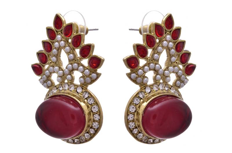 Red gold plated diamond earrings