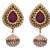 Red, green gold plated pearl earrings