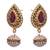 Red, green gold plated pearl earrings