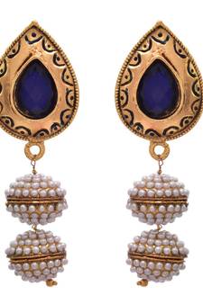 Blue gold plated pearl earrings