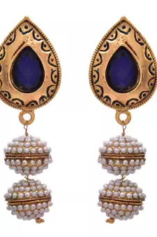Blue gold plated pearl earrings