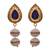 Blue gold plated pearl earrings