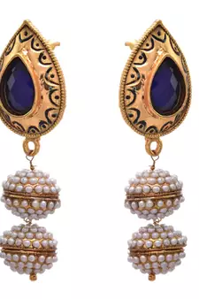 Blue gold plated pearl earrings