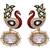 Red,green gold plated pearl earrings