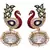 Red,green gold plated pearl earrings
