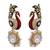 Red,green gold plated pearl earrings
