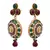 Red,green gold plated pearl danglers drops