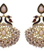 Green,blue gold plated pearl earrings