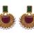 Red, green gold plated pearl earrings