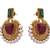 Red, green gold plated pearl earrings