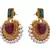 Red, green gold plated pearl earrings