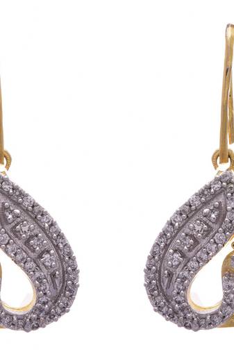 White gold plated american diamond earrings