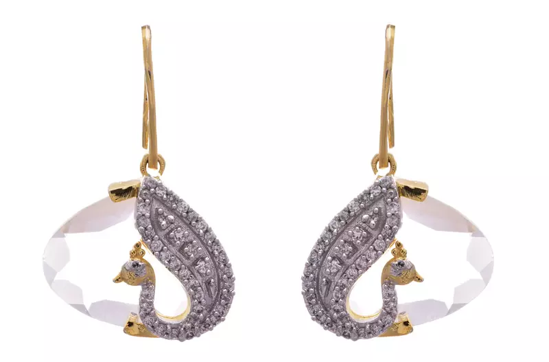 White gold plated american diamond earrings