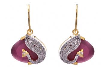 Purple gold plated american diamond earrings 1