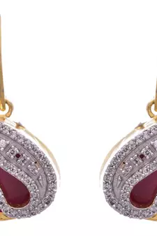 Purple gold plated american diamond earrings