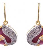 Purple gold plated american diamond earrings