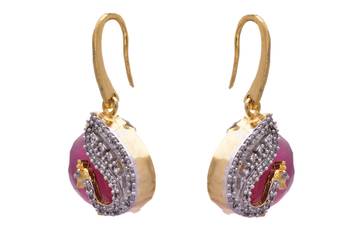 Purple gold plated american diamond earrings 2