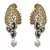 Green gold plated pearl danglers drops