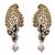 Green gold plated pearl danglers drops