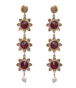 Red gold plated pearl earrings