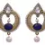 Blue gold plated pearl danglers drops