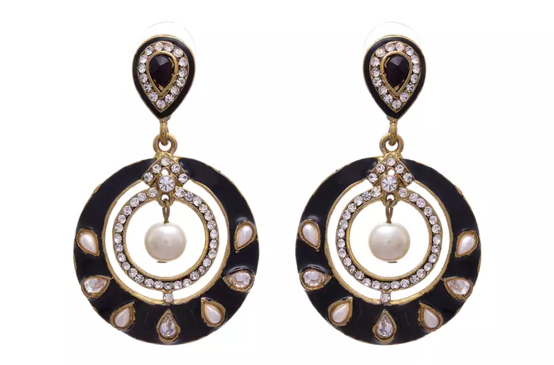 Black gold plated pearl earrings