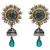 JFL - Bold Designer One Gram Gold Plated Green Pearls Diamond Earrings with Dangler