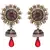 Red,green gold plated pearl danglers drops