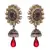 Red,green gold plated pearl danglers drops