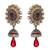 Red,green gold plated pearl danglers drops