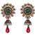 JFL - Bold Designer One Gram Gold Plated Green Pearls Diamond Earrings