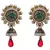 JFL - Bold Designer One Gram Gold Plated Green Pearls Diamond Earrings