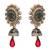JFL - Bold Designer One Gram Gold Plated Green Pearls Diamond Earrings