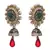 JFL - Bold Designer One Gram Gold Plated Green Pearls Diamond Earrings