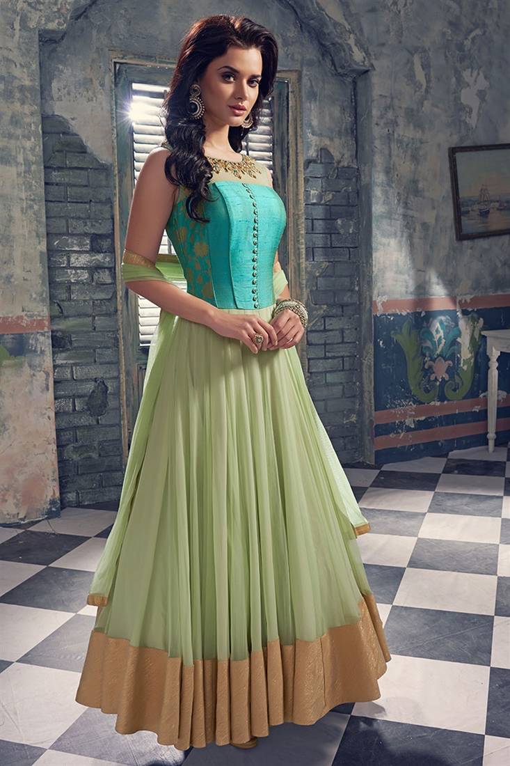 Pista Green Anarkali suit