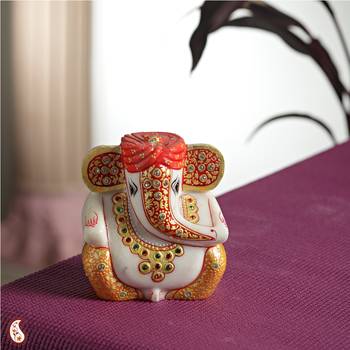 Gold work Ganesh with turban 1