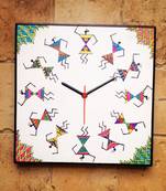 Colourful Handmade Hand Painted Warli Wall Clock in Madhubani style