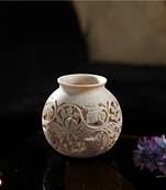 Round Carved Stone Vase