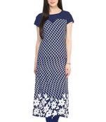 Blue art crepe printed kurti