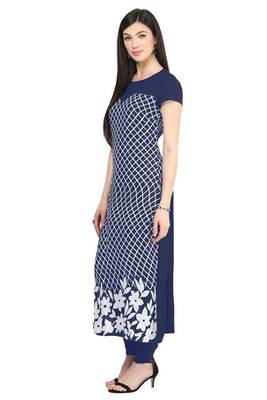 Blue art crepe printed kurti 2