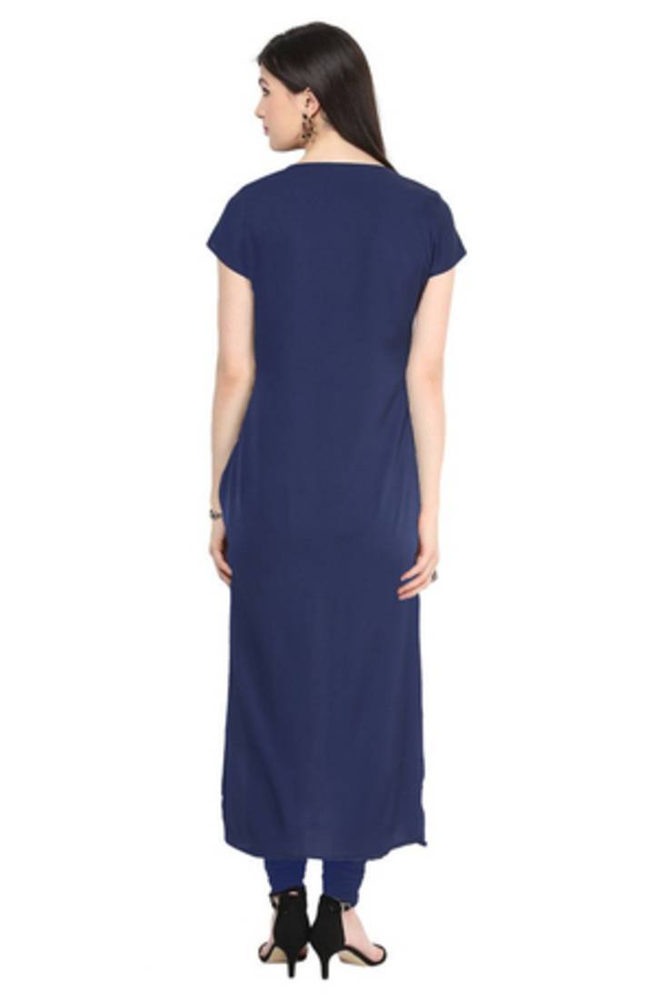 Blue art crepe printed kurti