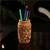 Floral Carved Wooden  Pen Holder