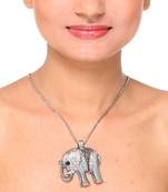 Rhodium Plated Elephant Pendant