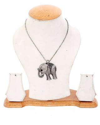 Rhodium Plated Elephant Pendant 2