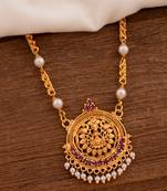 Laxmi  necklace Long with white pearls one gram gold