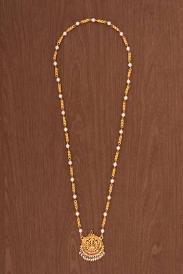 Laxmi  necklace Long with white pearls one gram gold 2